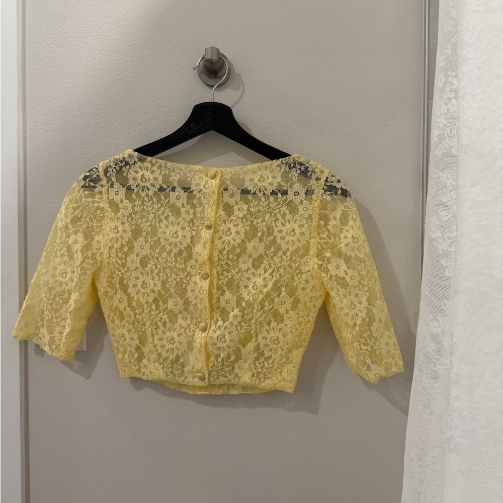 Vintage Yellow Lace Cropped Top